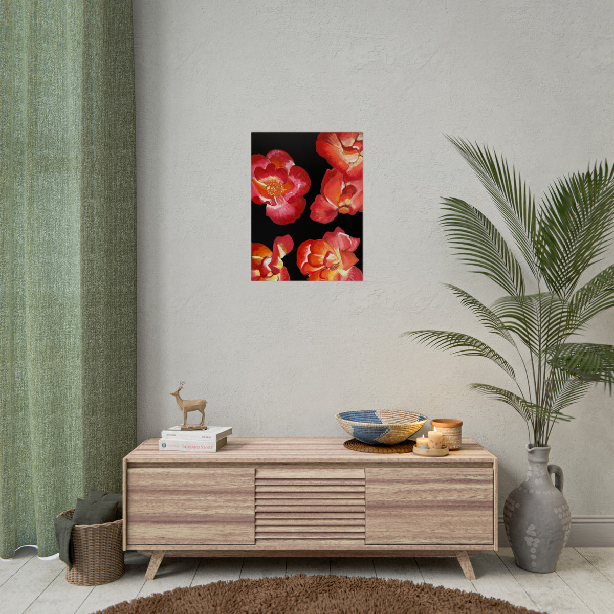 RED FLOWERS PRINT