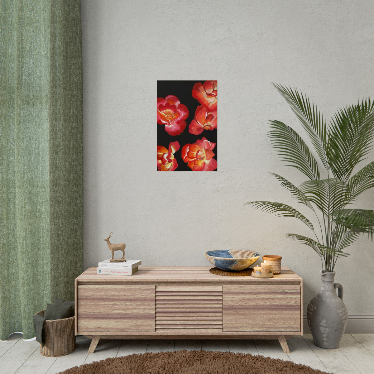 RED FLOWERS PRINT