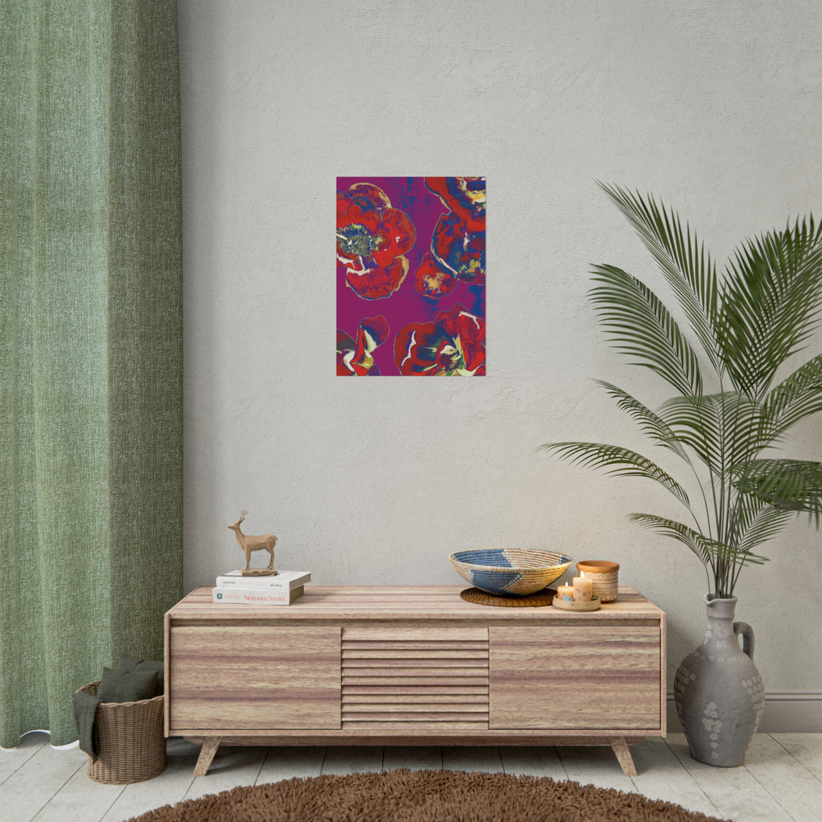 SUNSET RED FLOWERS PRINT