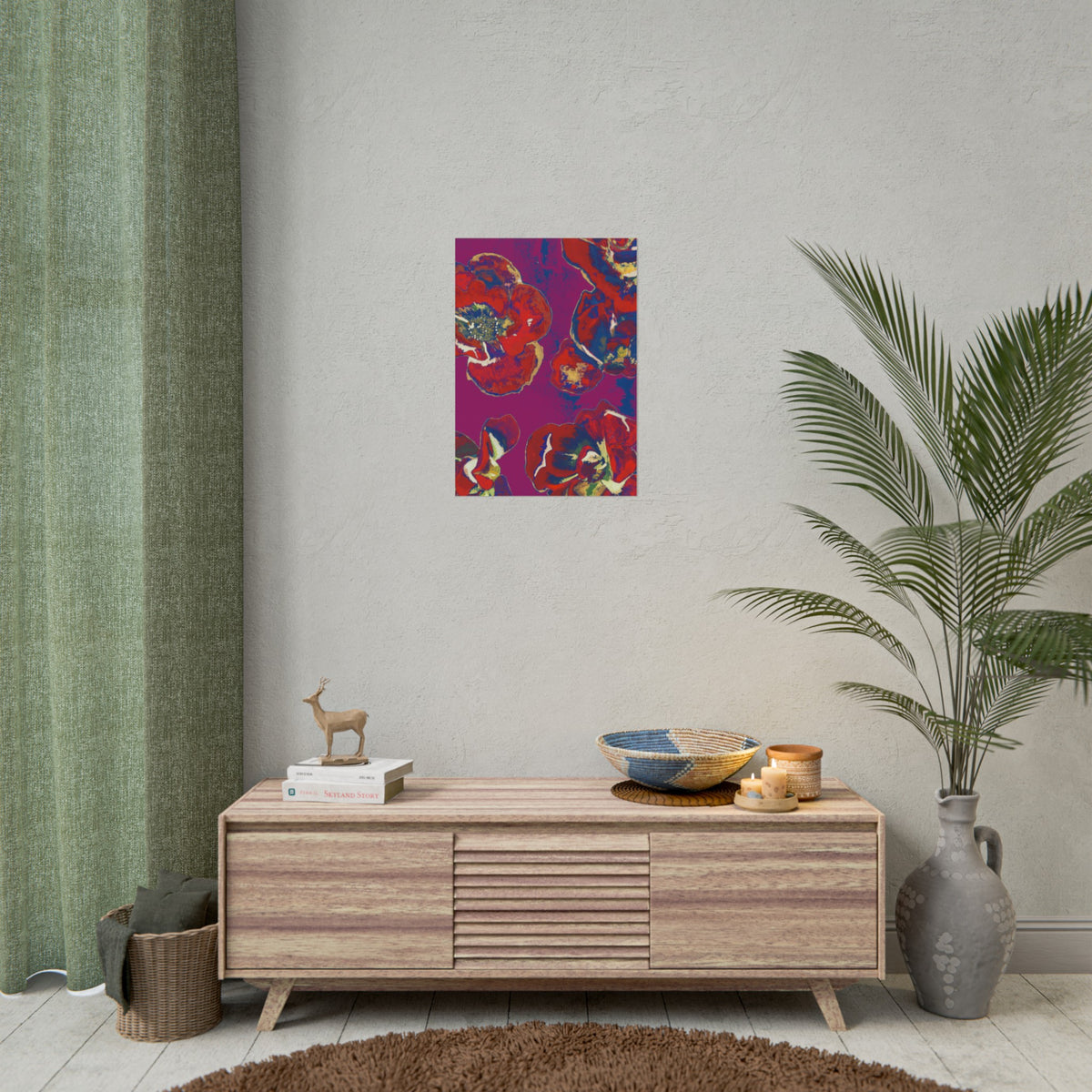 SUNSET RED FLOWERS PRINT