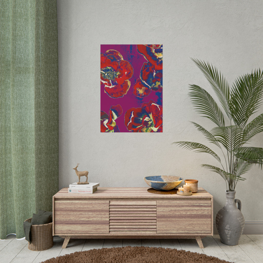 SUNSET RED FLOWERS PRINT