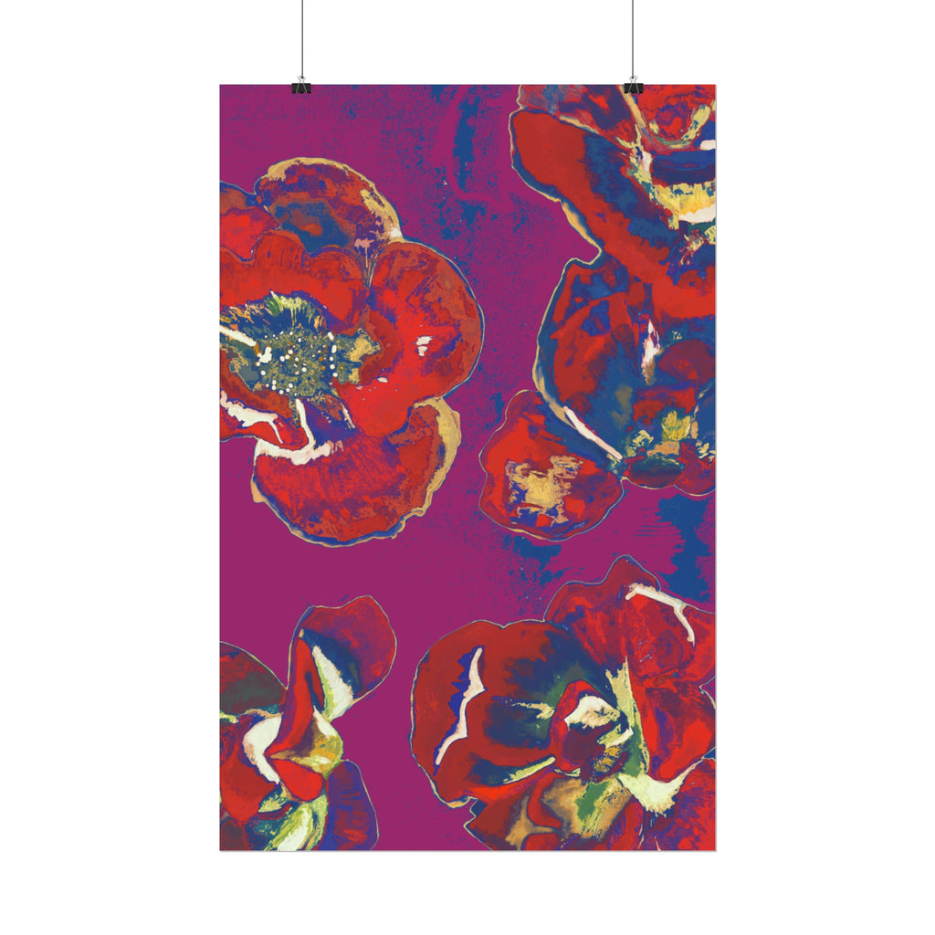 SUNSET RED FLOWERS PRINT