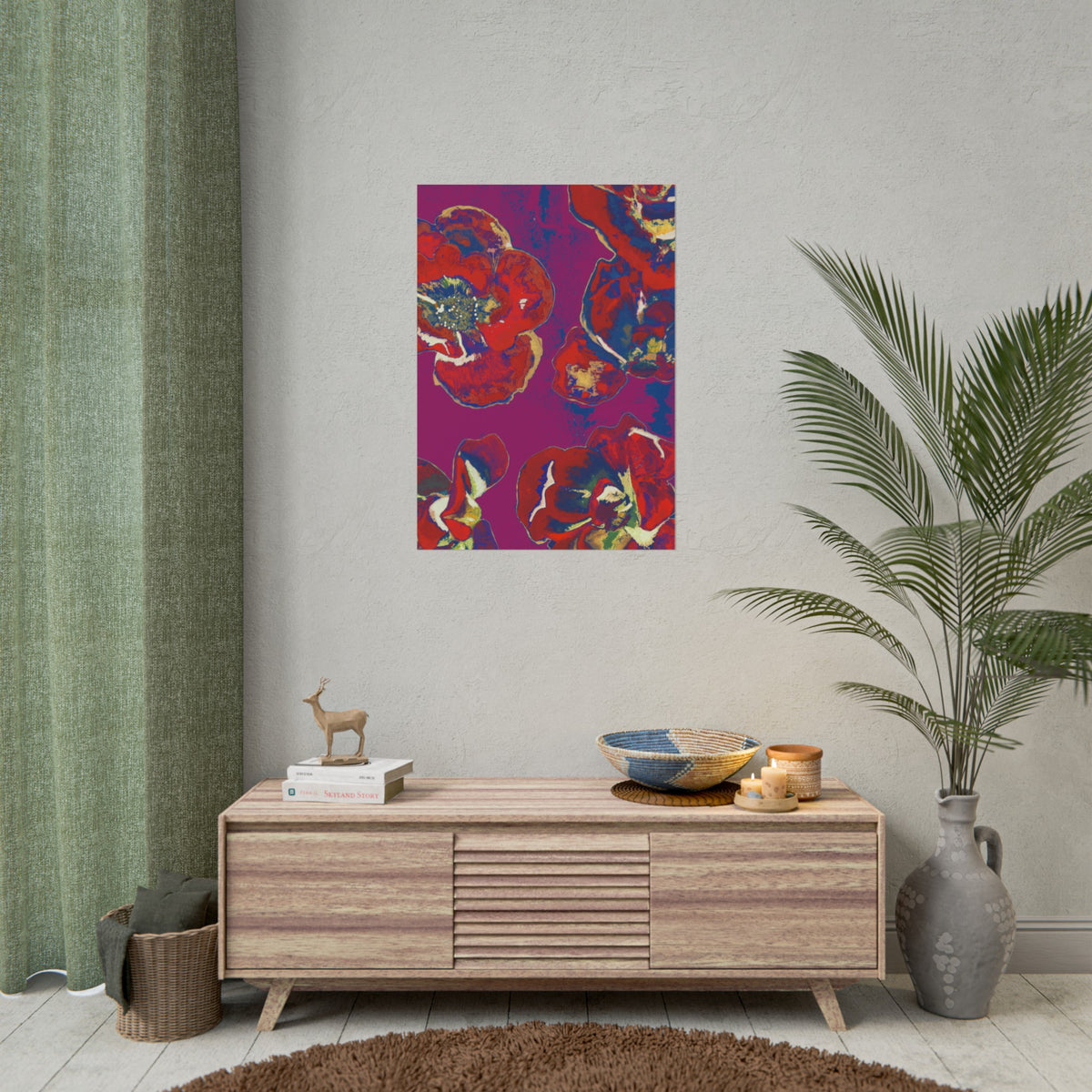 SUNSET RED FLOWERS PRINT