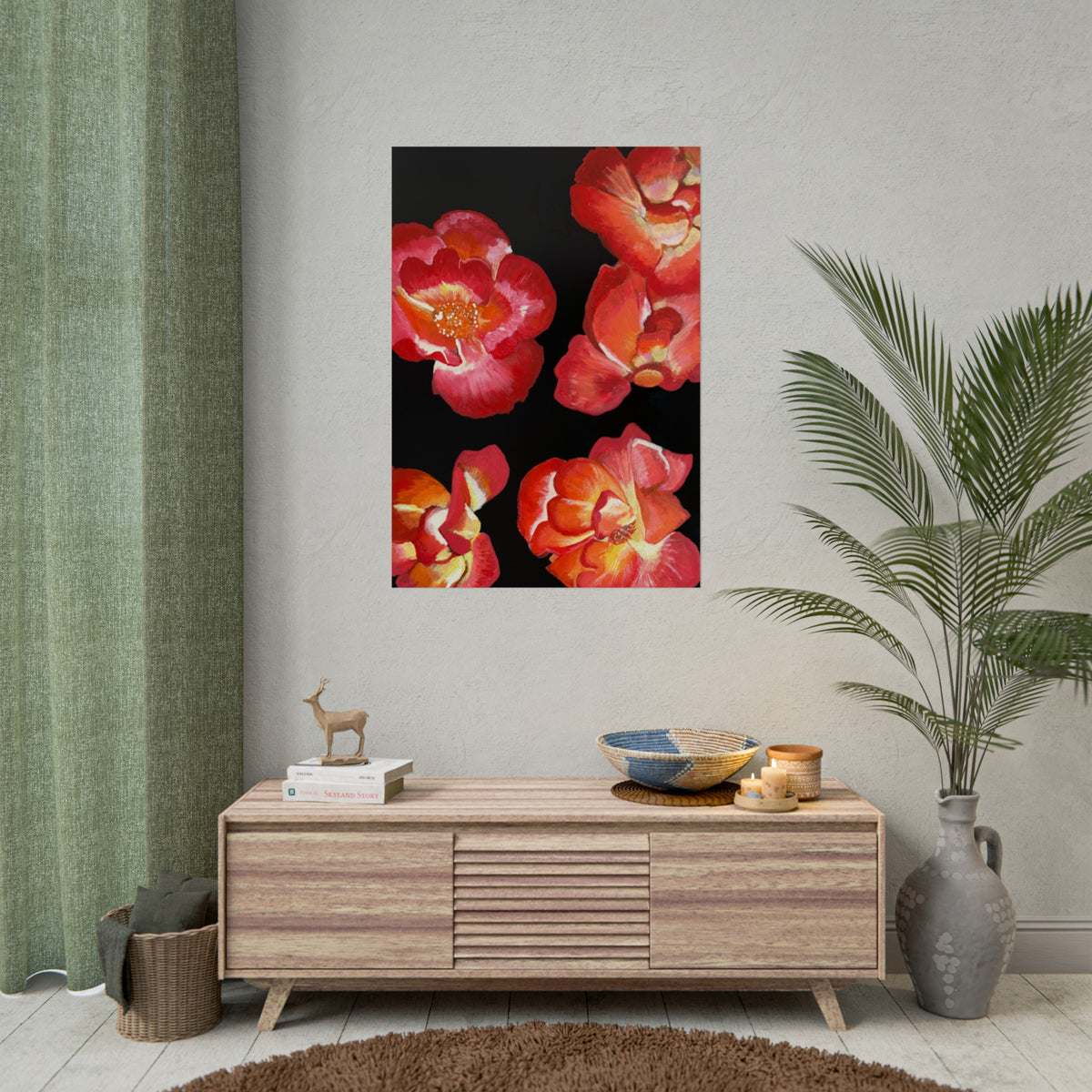 RED FLOWERS PRINT
