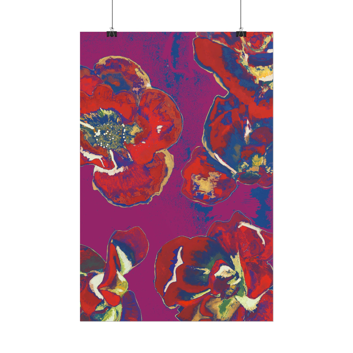 SUNSET RED FLOWERS PRINT