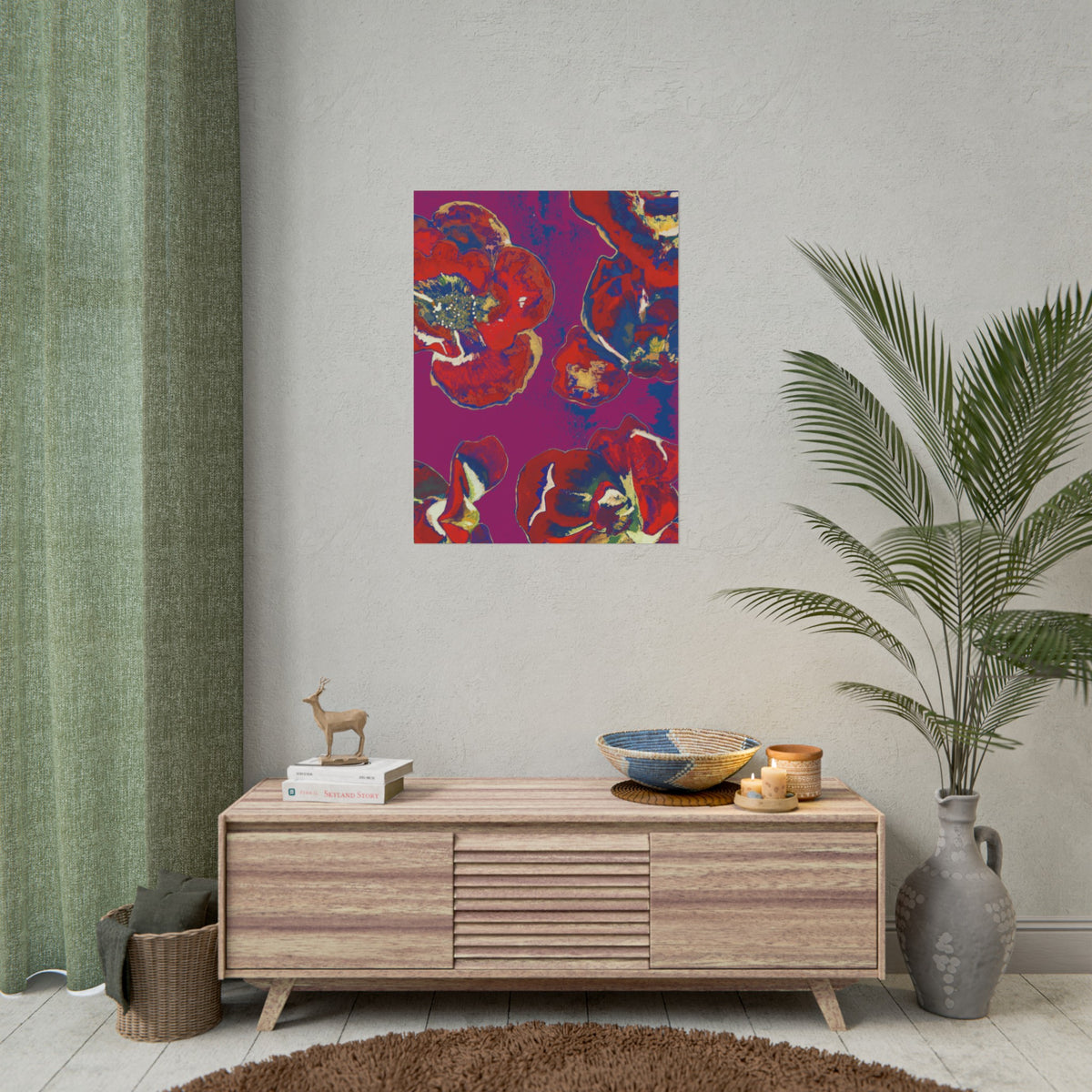 SUNSET RED FLOWERS PRINT
