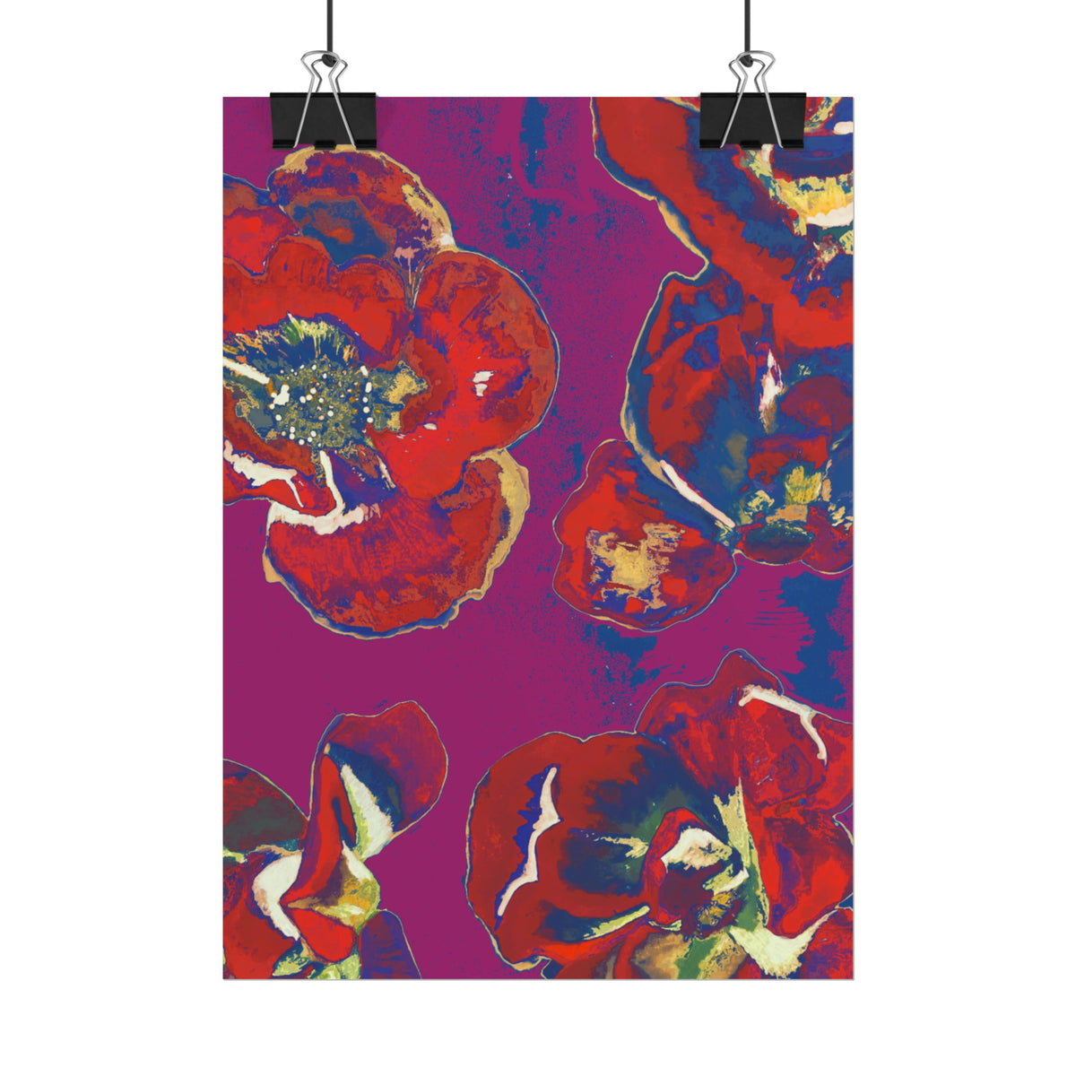 SUNSET RED FLOWERS PRINT