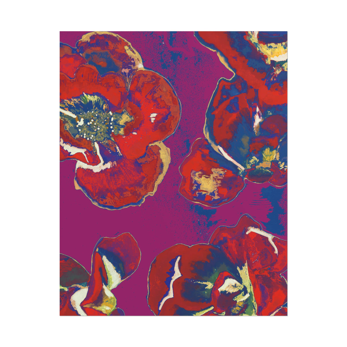 SUNSET RED FLOWERS PRINT
