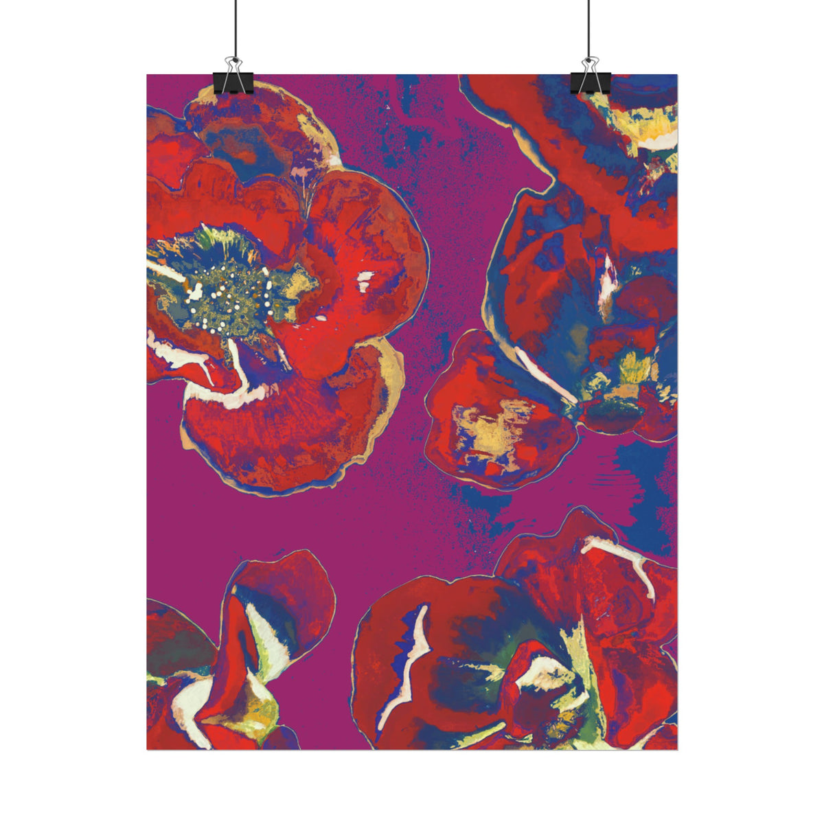 SUNSET RED FLOWERS PRINT