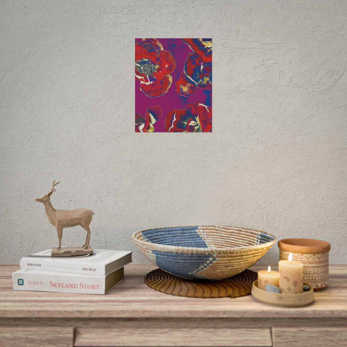SUNSET RED FLOWERS PRINT