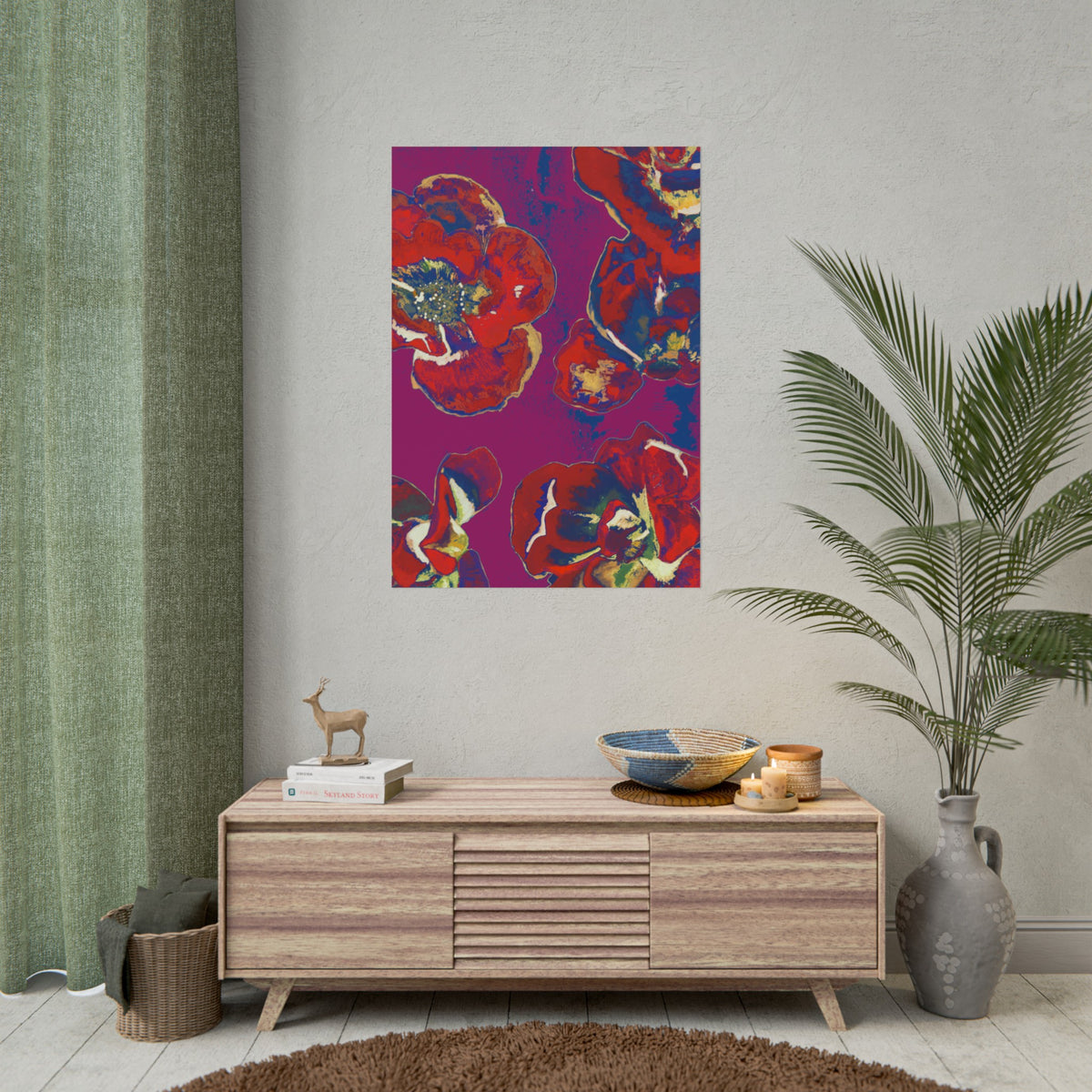 SUNSET RED FLOWERS PRINT