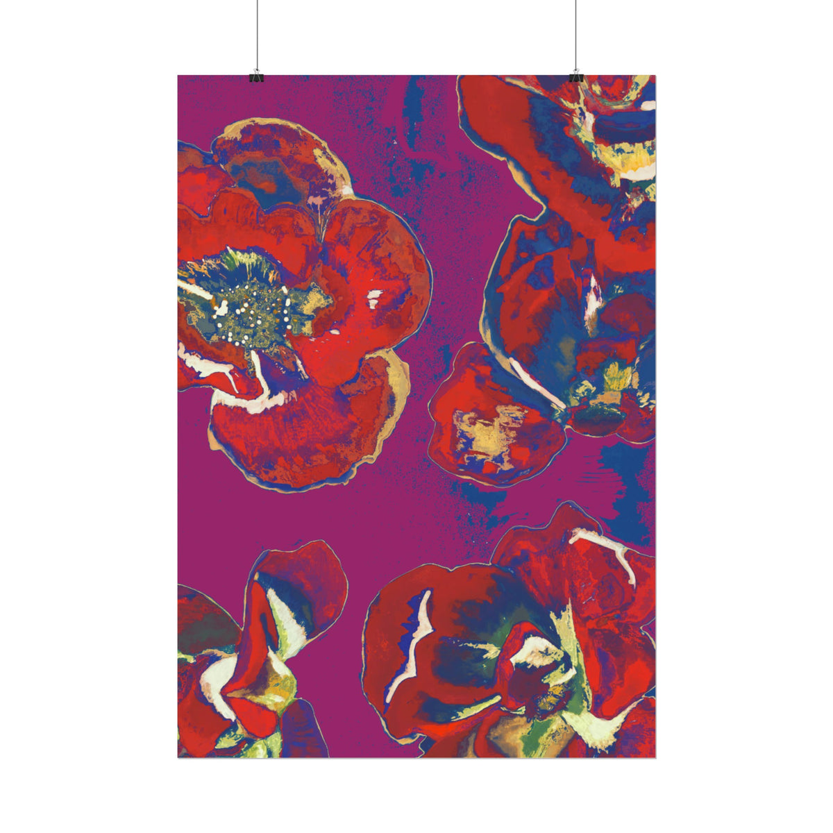 SUNSET RED FLOWERS PRINT
