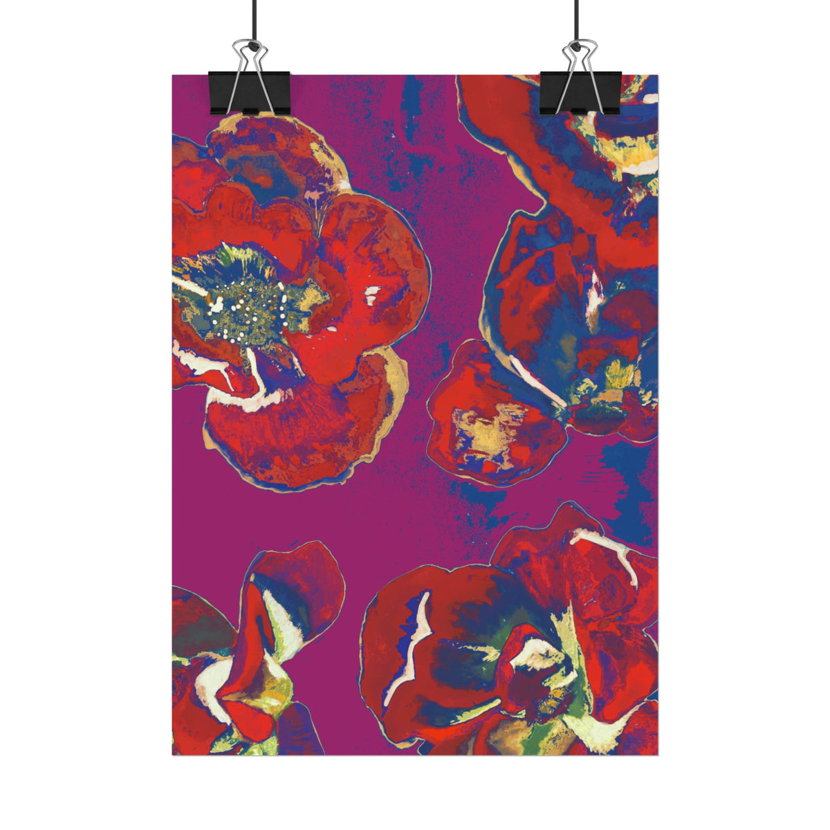 SUNSET RED FLOWERS PRINT