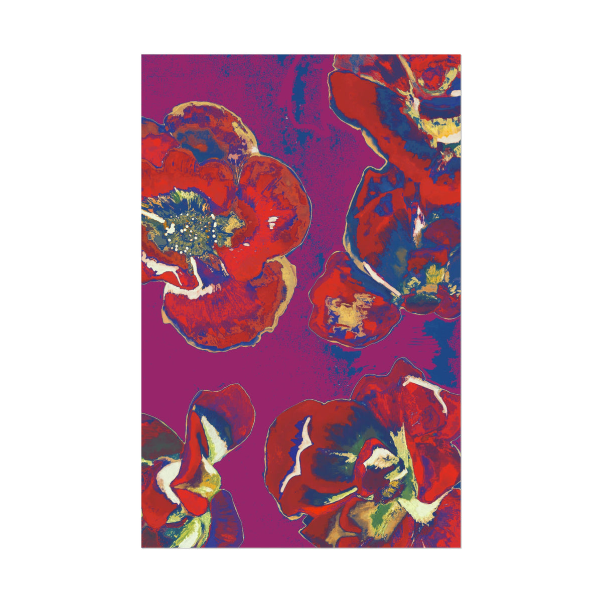 SUNSET RED FLOWERS PRINT