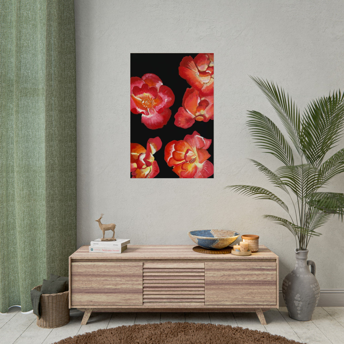 RED FLOWERS PRINT